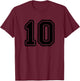 Number #10 Black Sport Varsity Number 10 T-Shirt - T-Shirt | Maroon