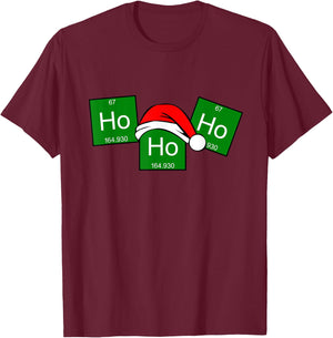 HoHoHo Holmium Chemistry Element Christmas Pun T-Shirt - T-Shirt | Maroon
