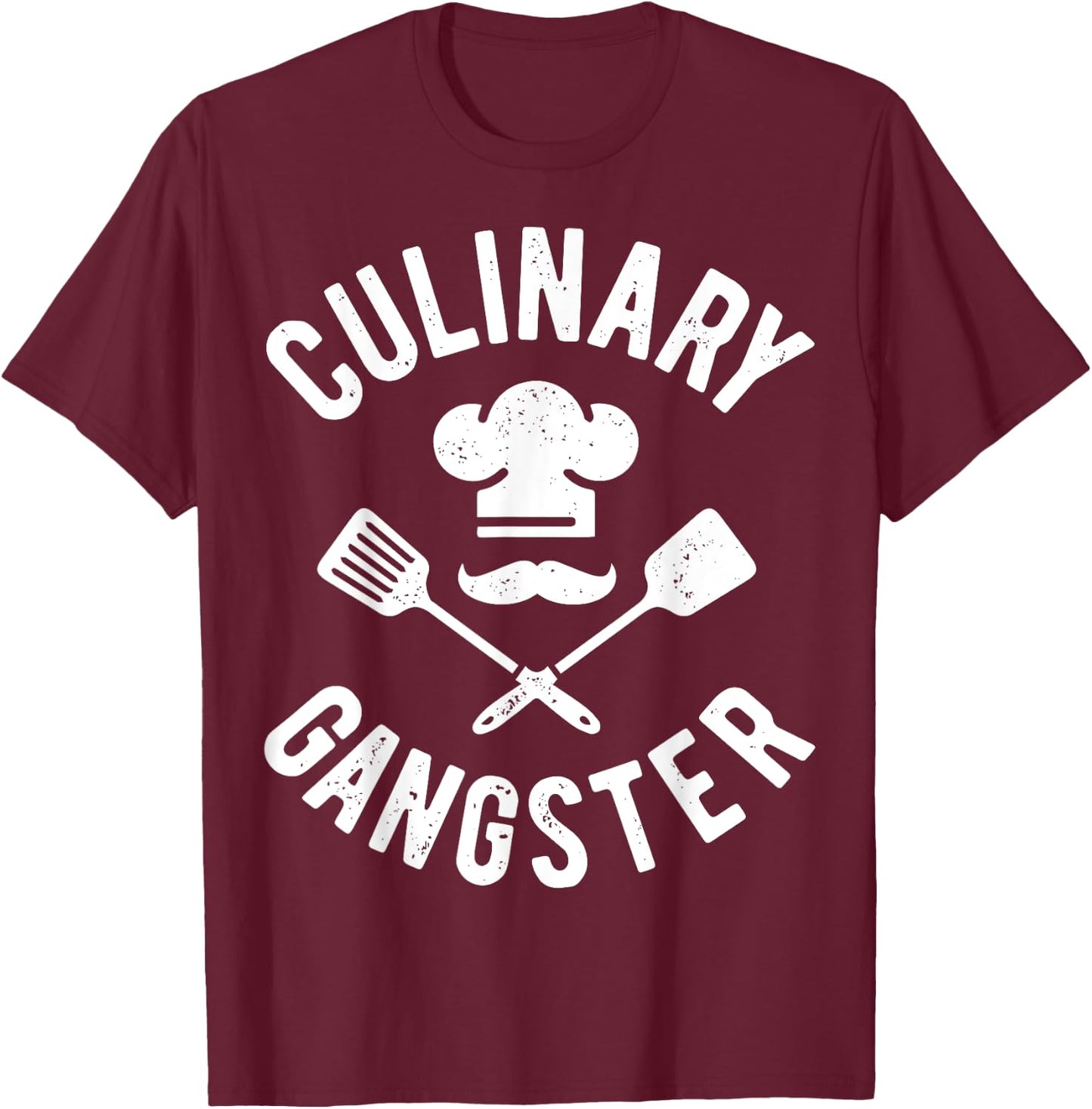 Chef Culinary Gangster Men Women Cook Cooking Hat Vintage T-Shirt - T-Shirt | Maroon