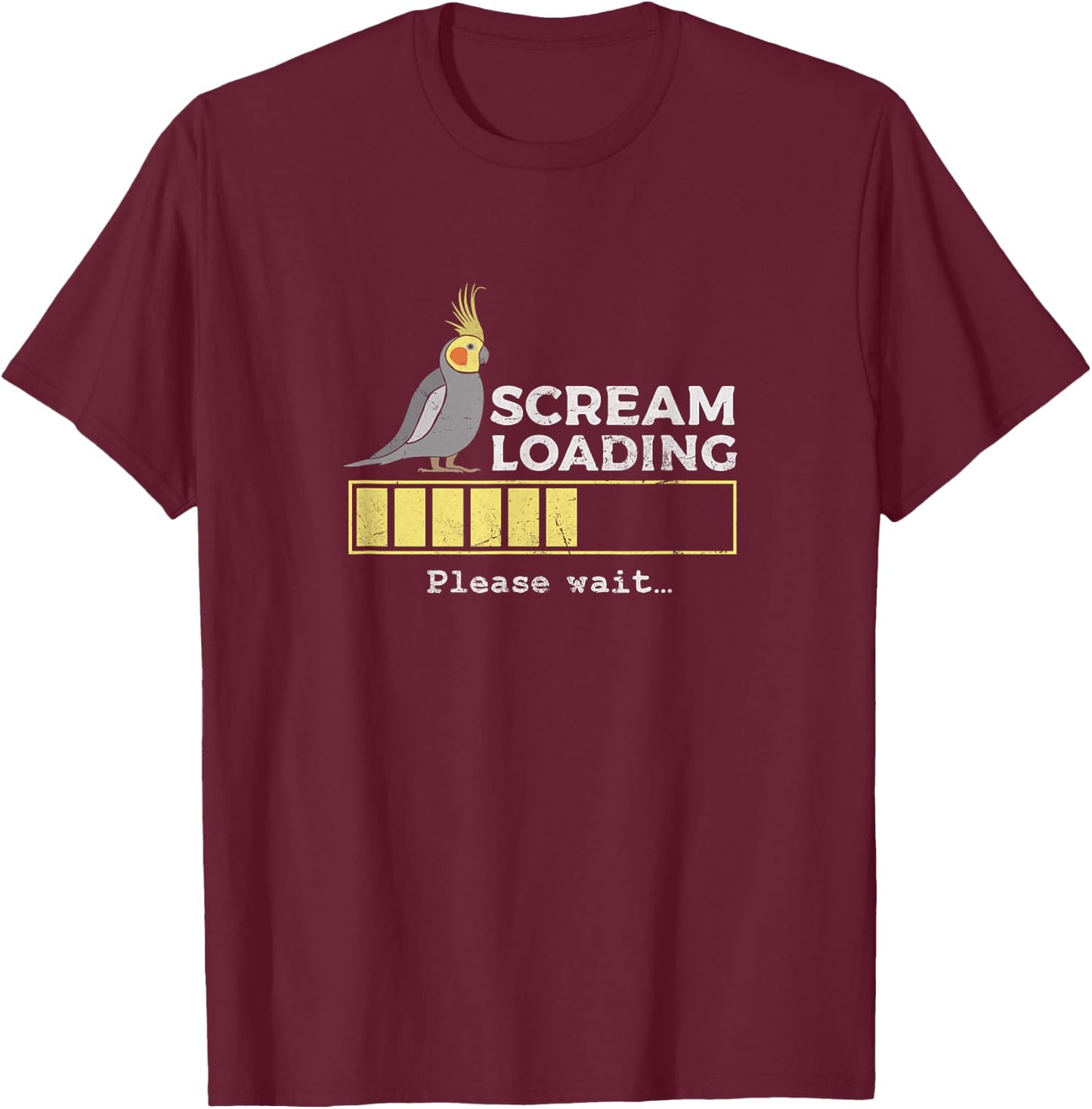 Scream Loading Cockatiel Cockatoo Quarrion Weiro Bird Grunge T-Shirt - T-Shirt | Maroon