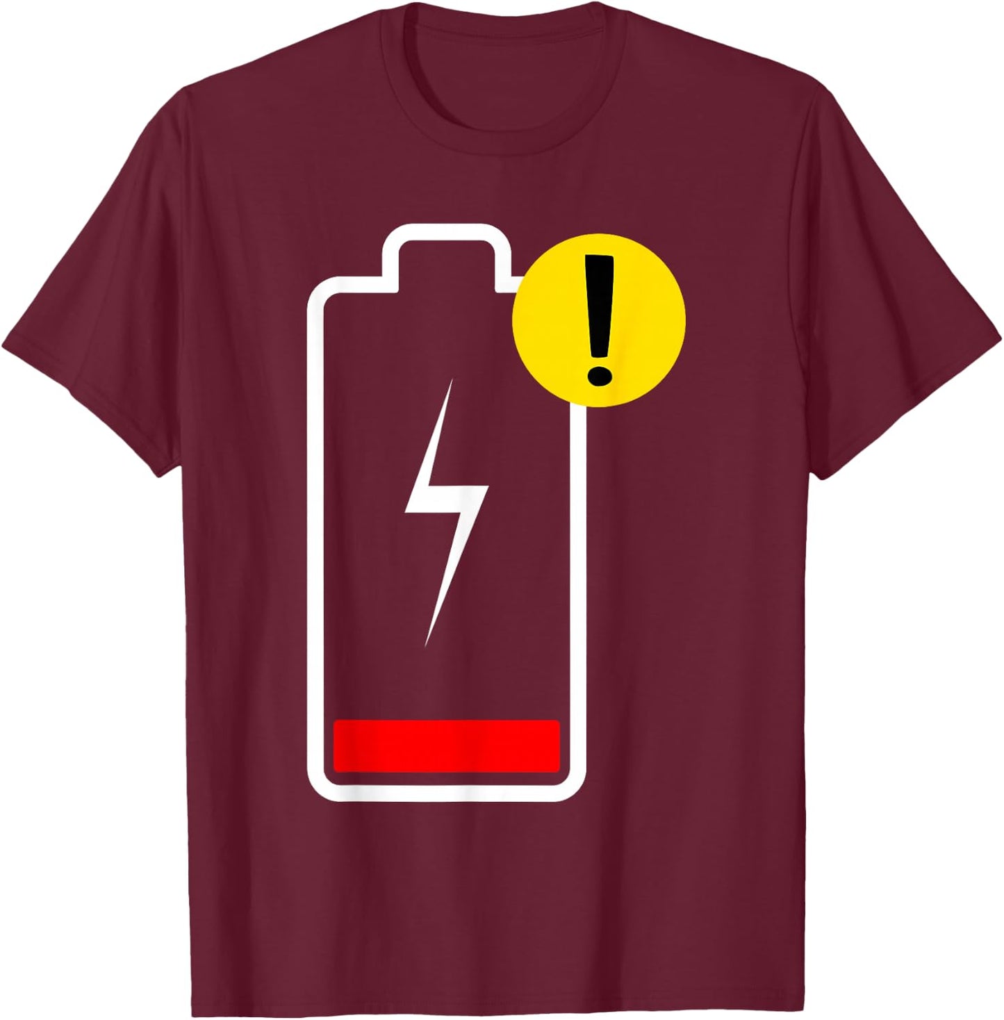 Low Battery Energy Halloween Costume Low Power Battery T-Shirt - T-Shirt | Maroon