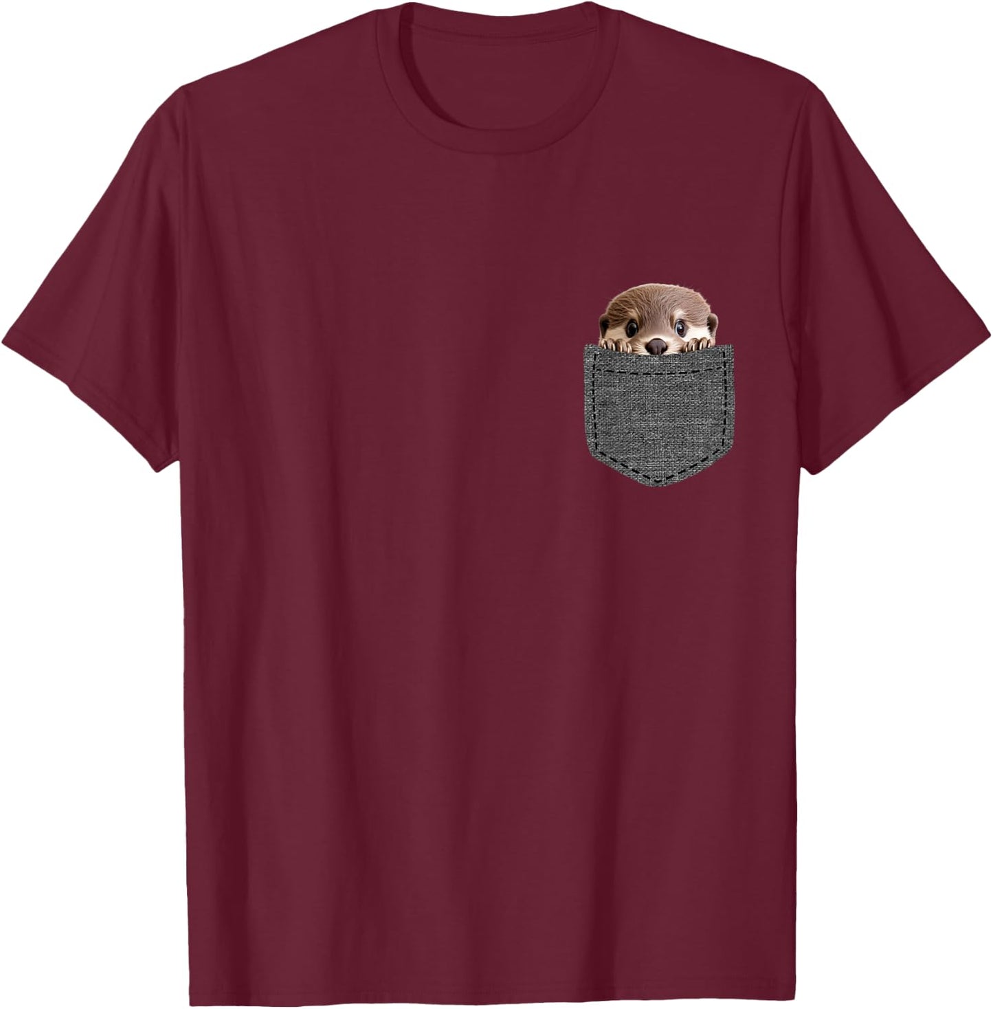Otter in Pocket T-Shirt - T-Shirt | Maroon