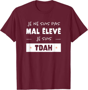 ADHD Humor Attention Disorder Awareness , Orange, S T-Shirt - T-Shirt | Maroon