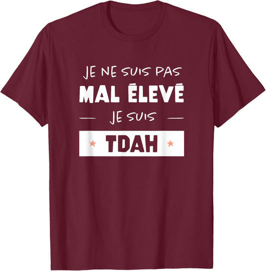 ADHD Humor Attention Disorder Awareness , Orange, S T-Shirt - T-Shirt | Maroon