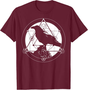 Dark Raven Silhouette Gift design for Crow Raven Fans T-Shirt - T-Shirt | Maroon