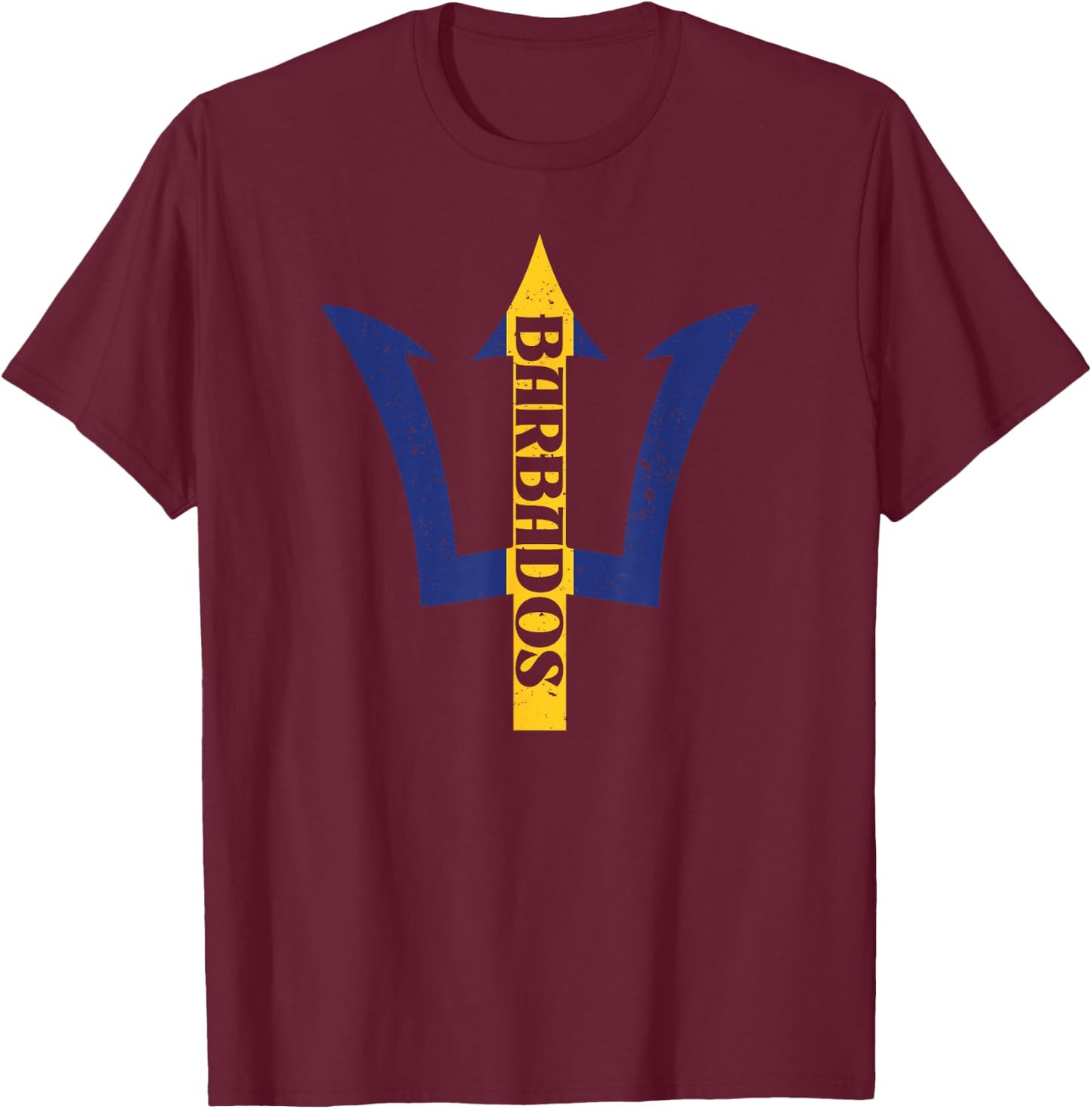 Barbados Trident Flag T-Shirt - T-Shirt | Maroon