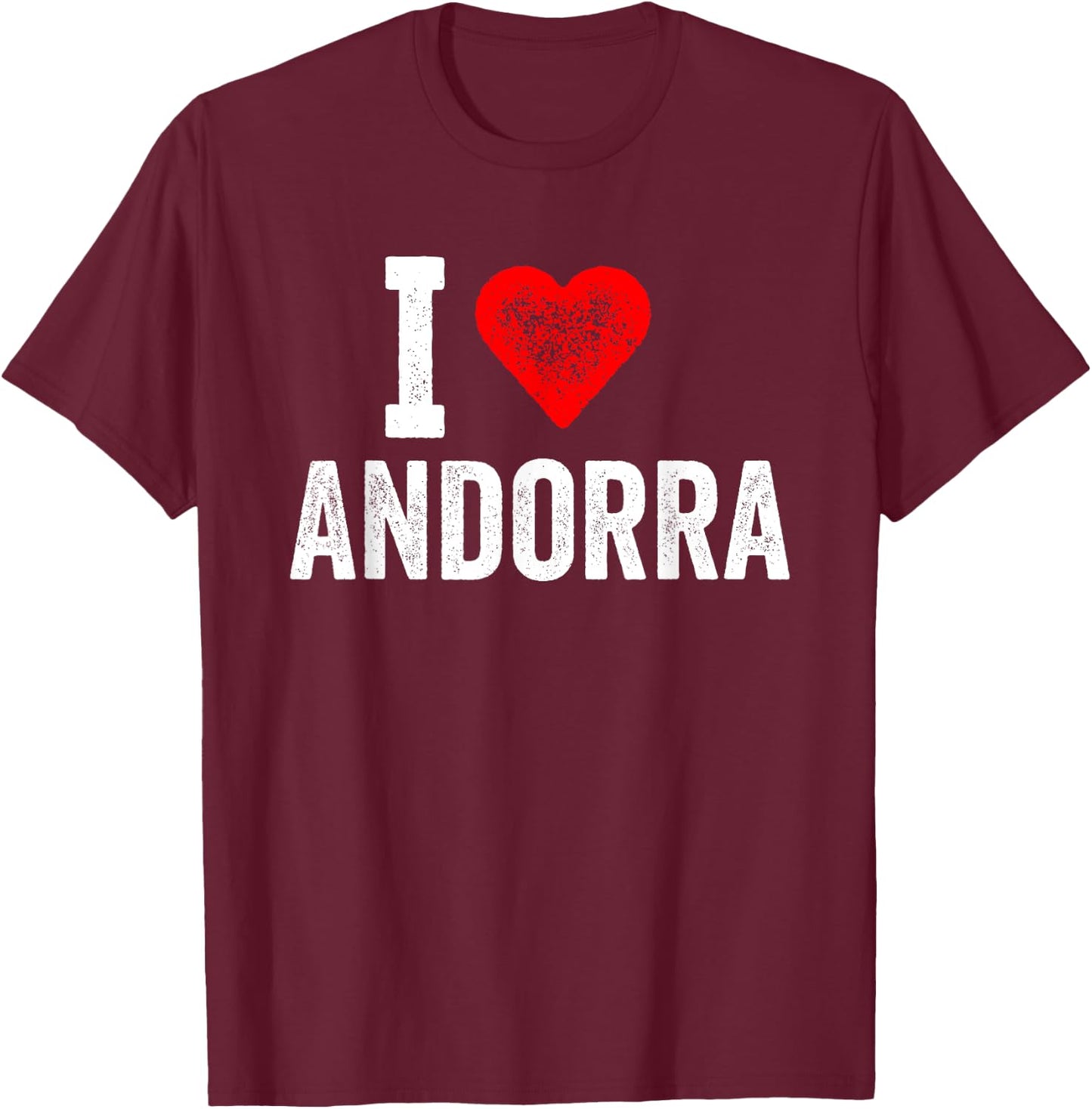 Design amusant rétro I Love Andorra avec un cœur rouge T-Shirt - T-Shirt | Maroon