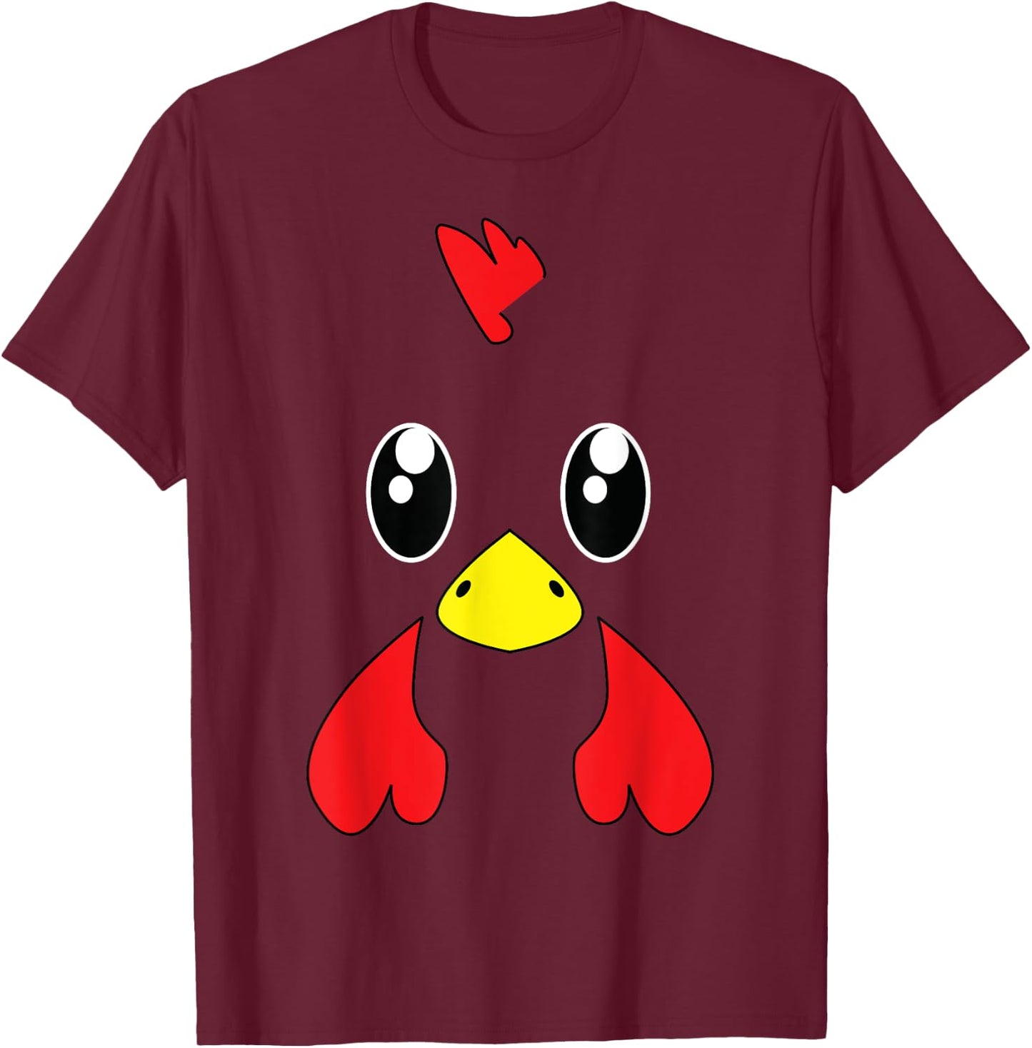 Chicken Costume Halloween Chicken Face Rooster Funny T-Shirt - T-Shirt | Maroon