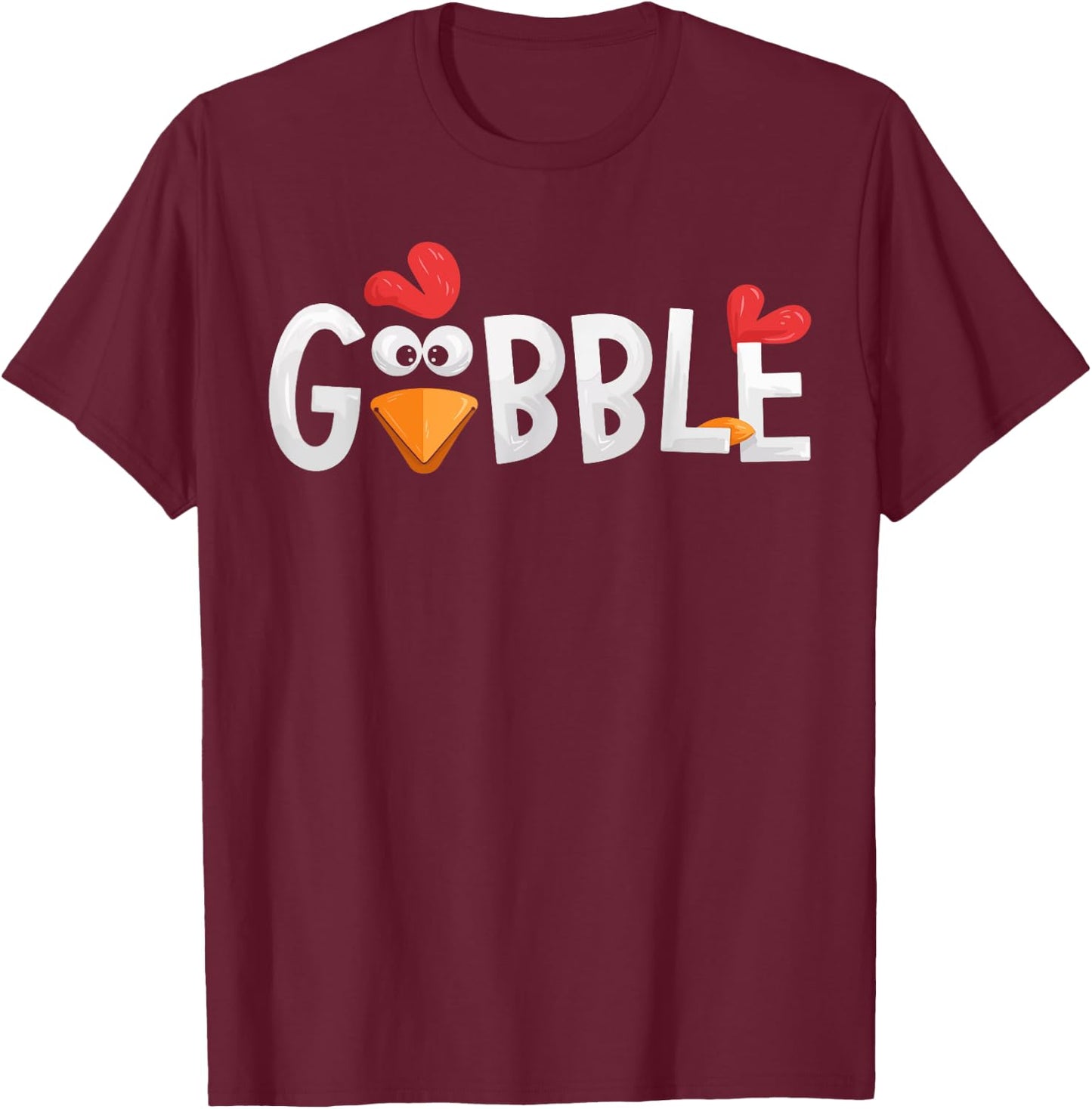 Blazin27 Gobble Gobble - Adult Thanksgiving-themed - Black - Small - - Short Sleeve T-Shirt - T-Shirt | Maroon