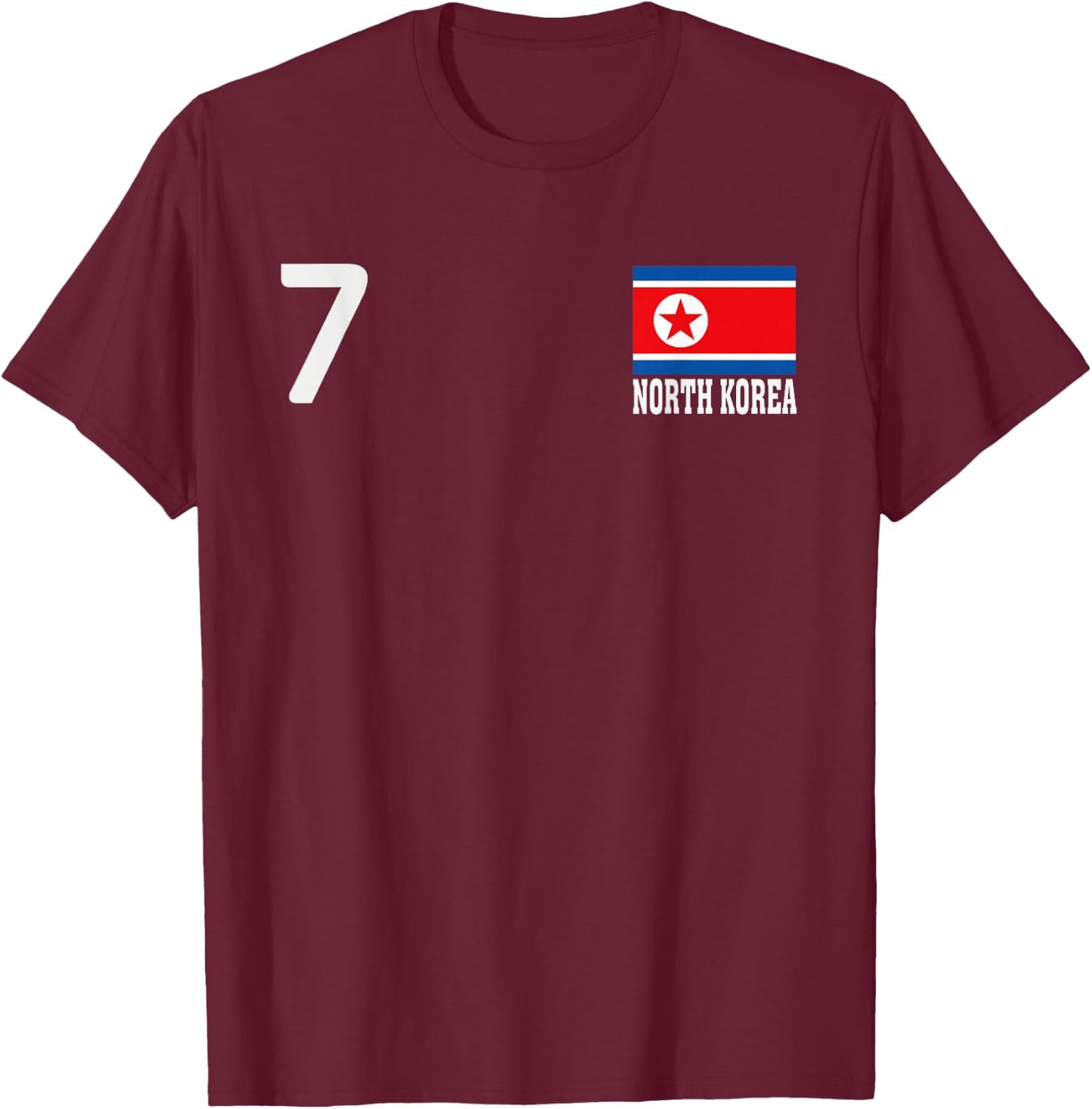 North Korea 7 National Flag Country Pride Heritage T-Shirt - T-Shirt | Maroon