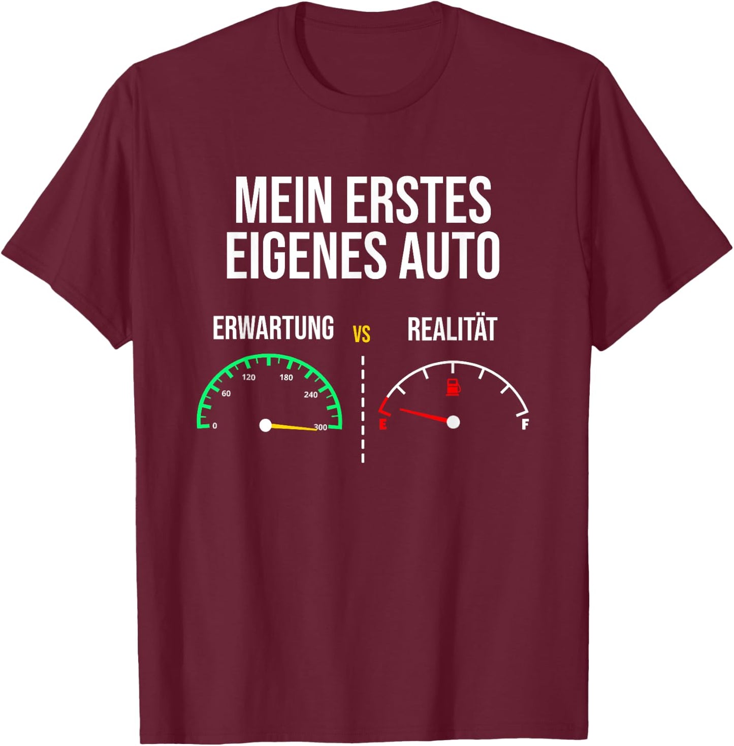 Car Saying First Own Car Meme Expectation vs Reality , black T-Shirt - T-Shirt | Maroon
