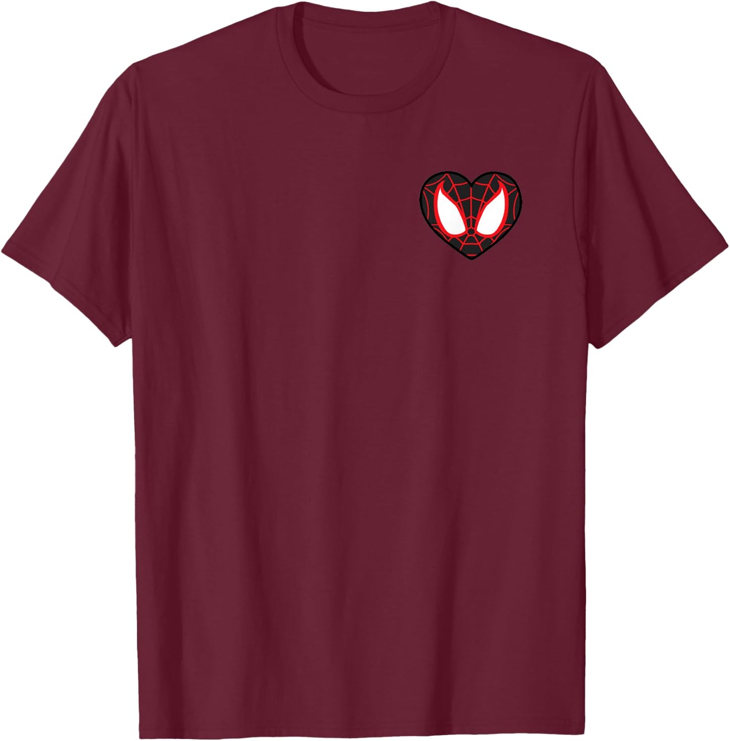 Marvel Spider-Man Miles Morales Valentine's Day Heart Mask T-Shirt - T-Shirt | Maroon