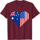 USA Australia Flag Shape Matching Couple Aussie Men Women T-Shirt - T-Shirt | Maroon