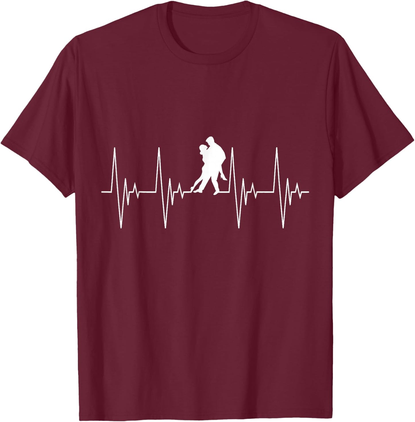 Tango Couple Dance Heartbeat ECG Sport , Black, S T-Shirt - T-Shirt | Maroon
