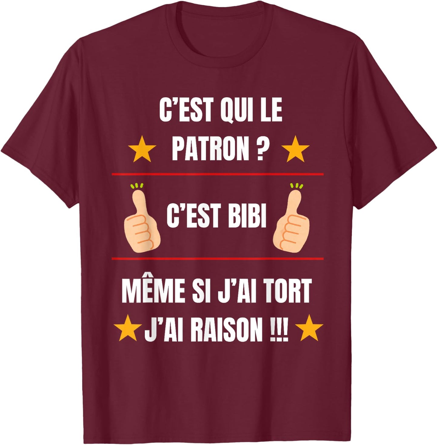 c'est qui le patron , Black, S T-Shirt - T-Shirt | Maroon