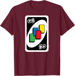 UNO Pull Four Cards , black T-Shirt - T-Shirt | Maroon