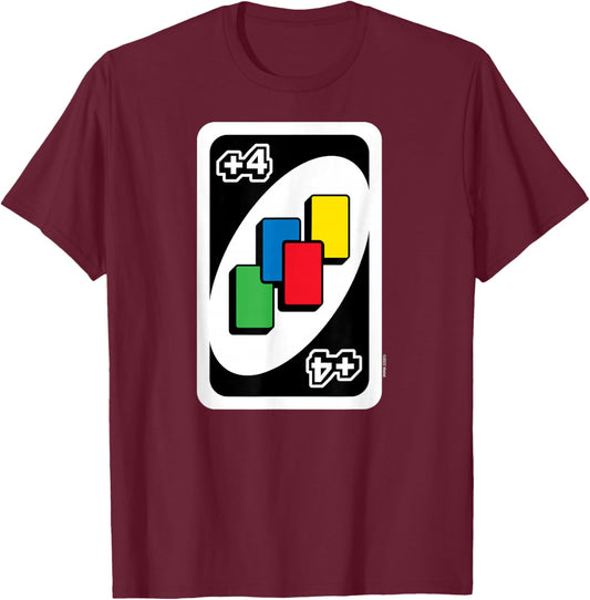 UNO Pull Four Cards , black T-Shirt - T-Shirt | Maroon