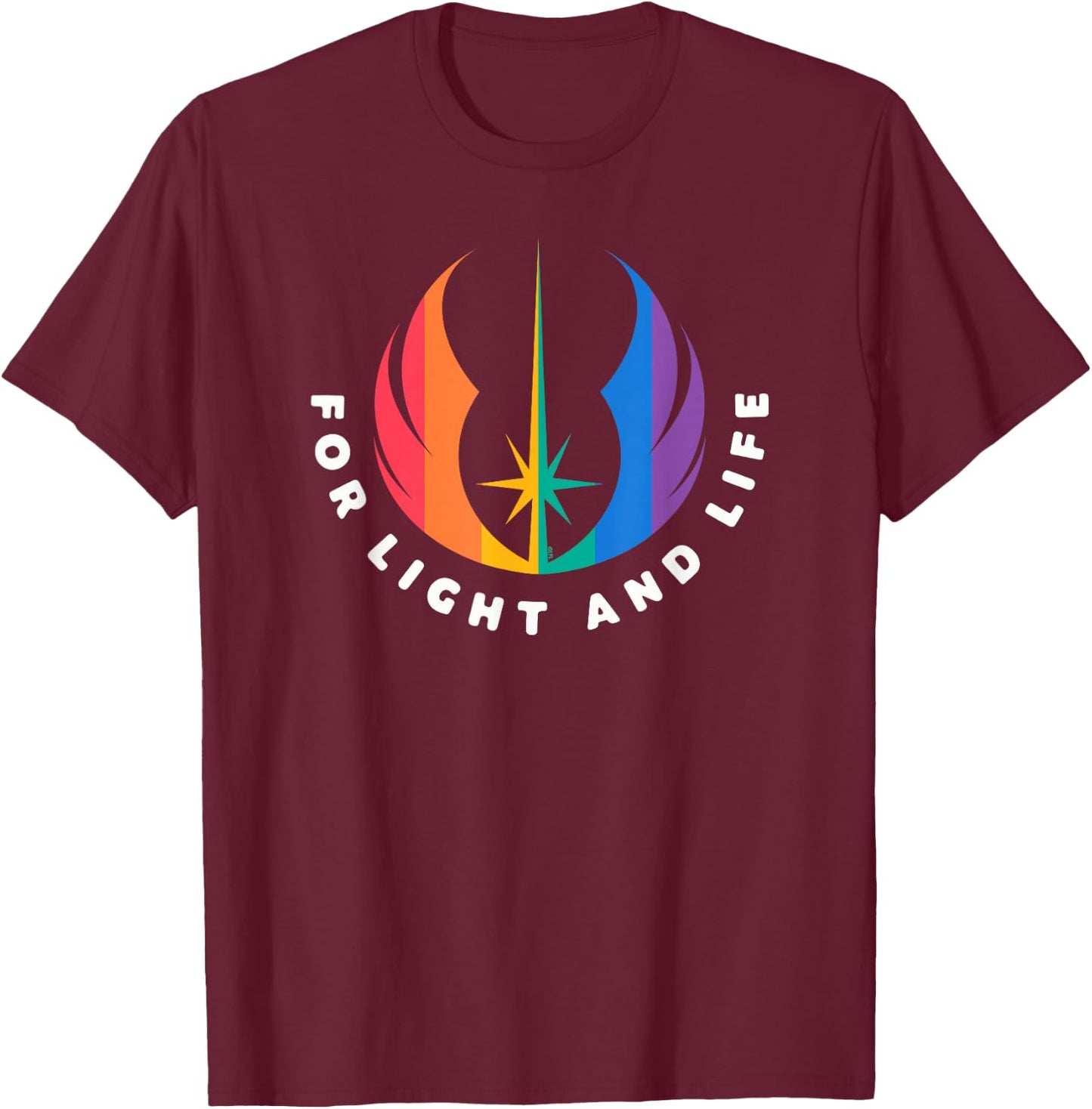 Star Wars Pride Rainbow Jedi Order Symbol For Light and Life T-Shirt - T-Shirt | Maroon