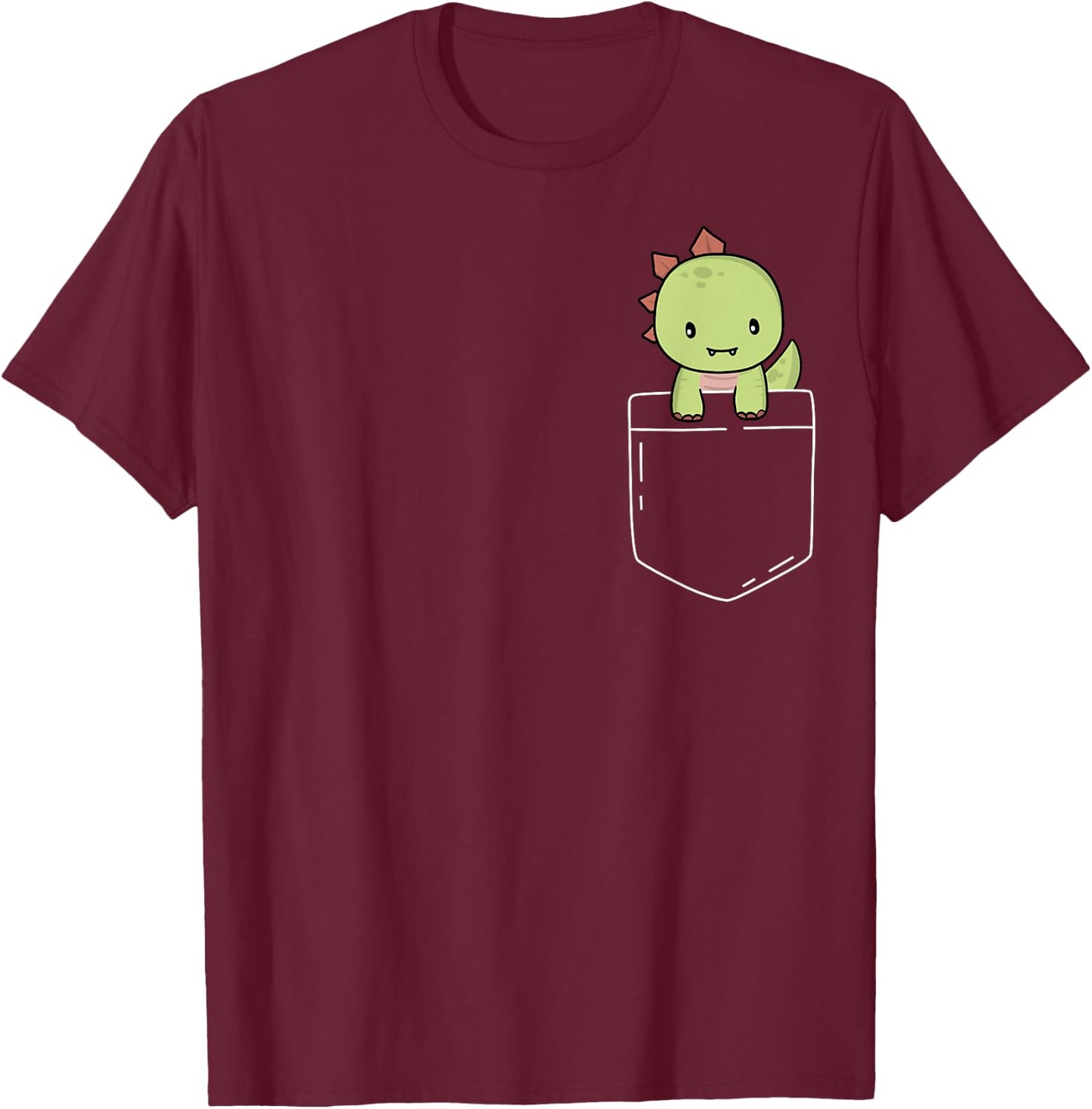 Cute T-Rex In Pocket Tyrannosaurus Rex Kawaii Dinosaur Lover T-Shirt - T-Shirt | Maroon