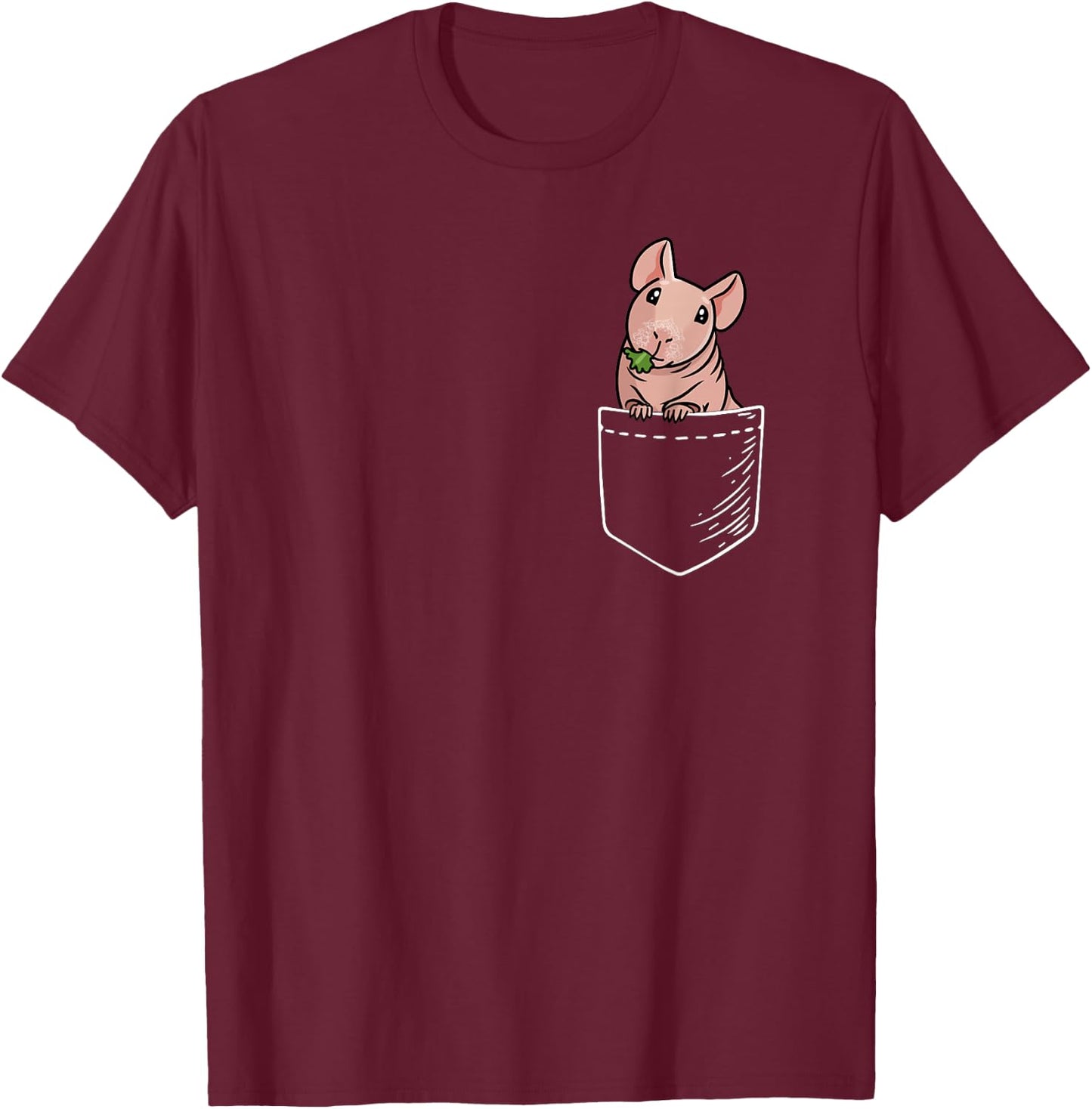 Funny Kawaii Kids Pet Pocket Hairless Guinea Pig Lover T-Shirt - T-Shirt | Maroon