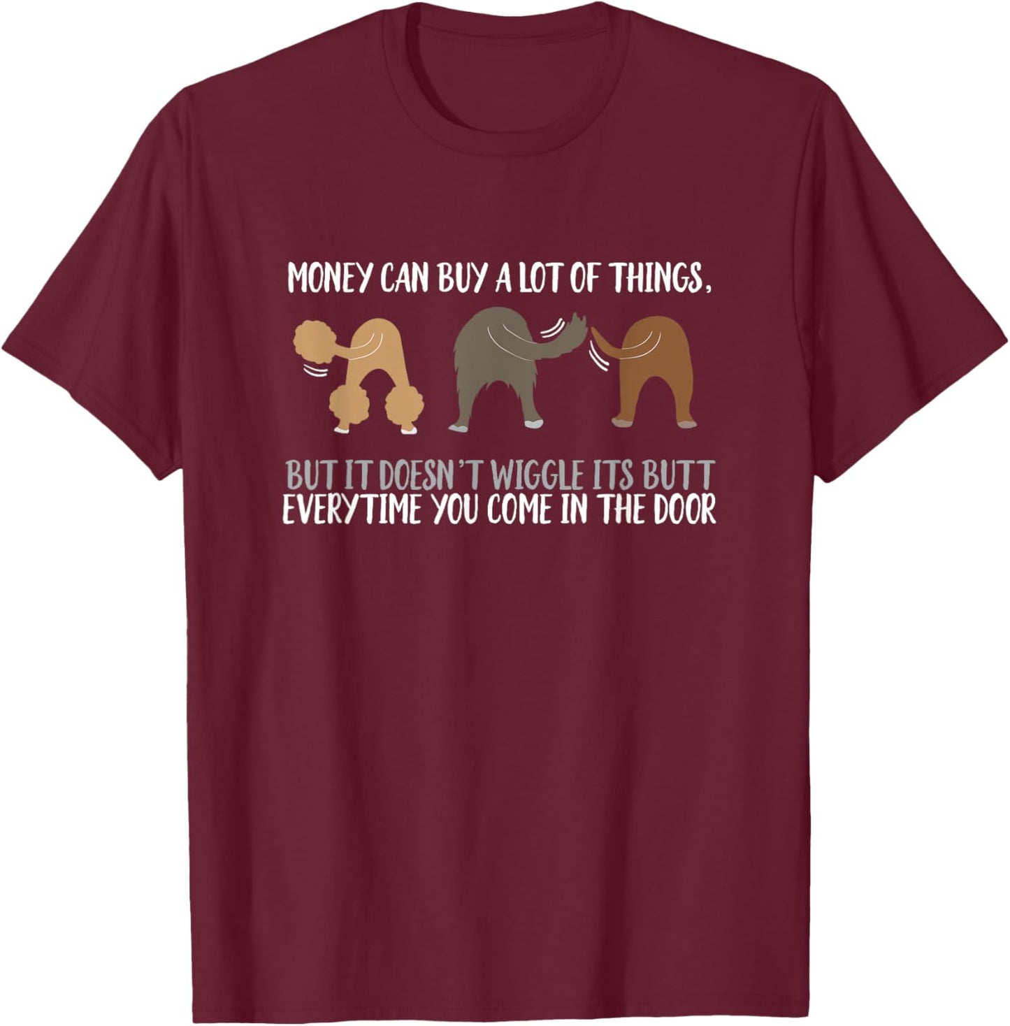 Cute Rescue Dog Lovers Funny Wiggle Butt Gifts T-Shirt - T-Shirt | Maroon