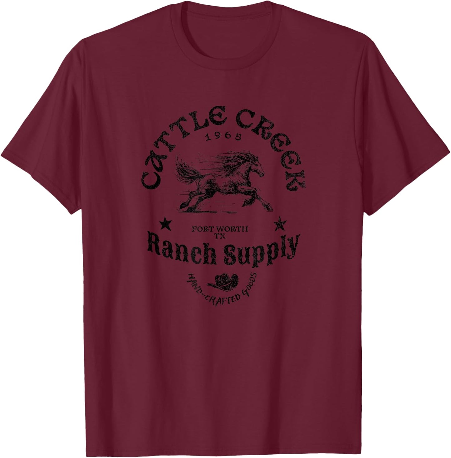 Cattle Creek Running Horse Black Logo T-Shirt - T-Shirt | Maroon