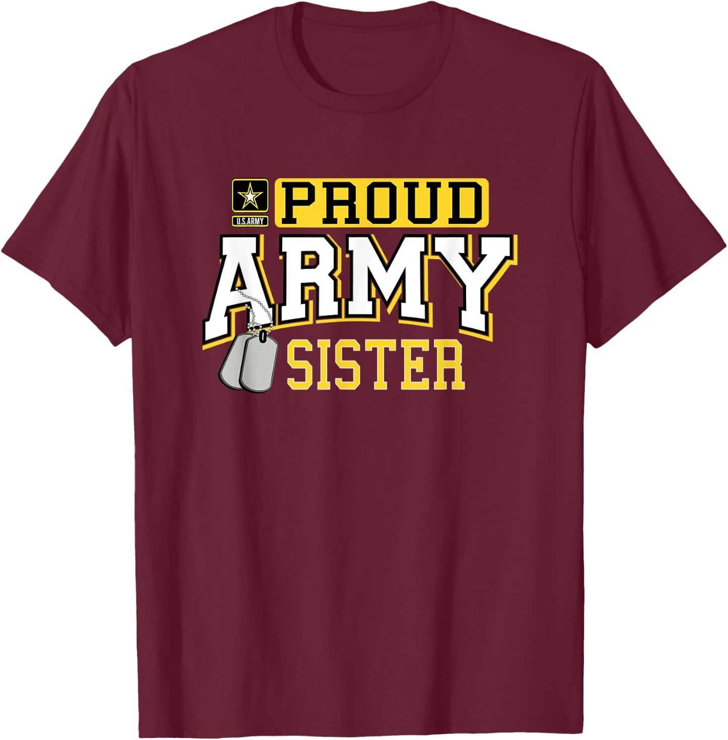 Women's Proud Army Sister Shirt Military Pride T Shirt T-Shirt - T-Shirt | Maroon