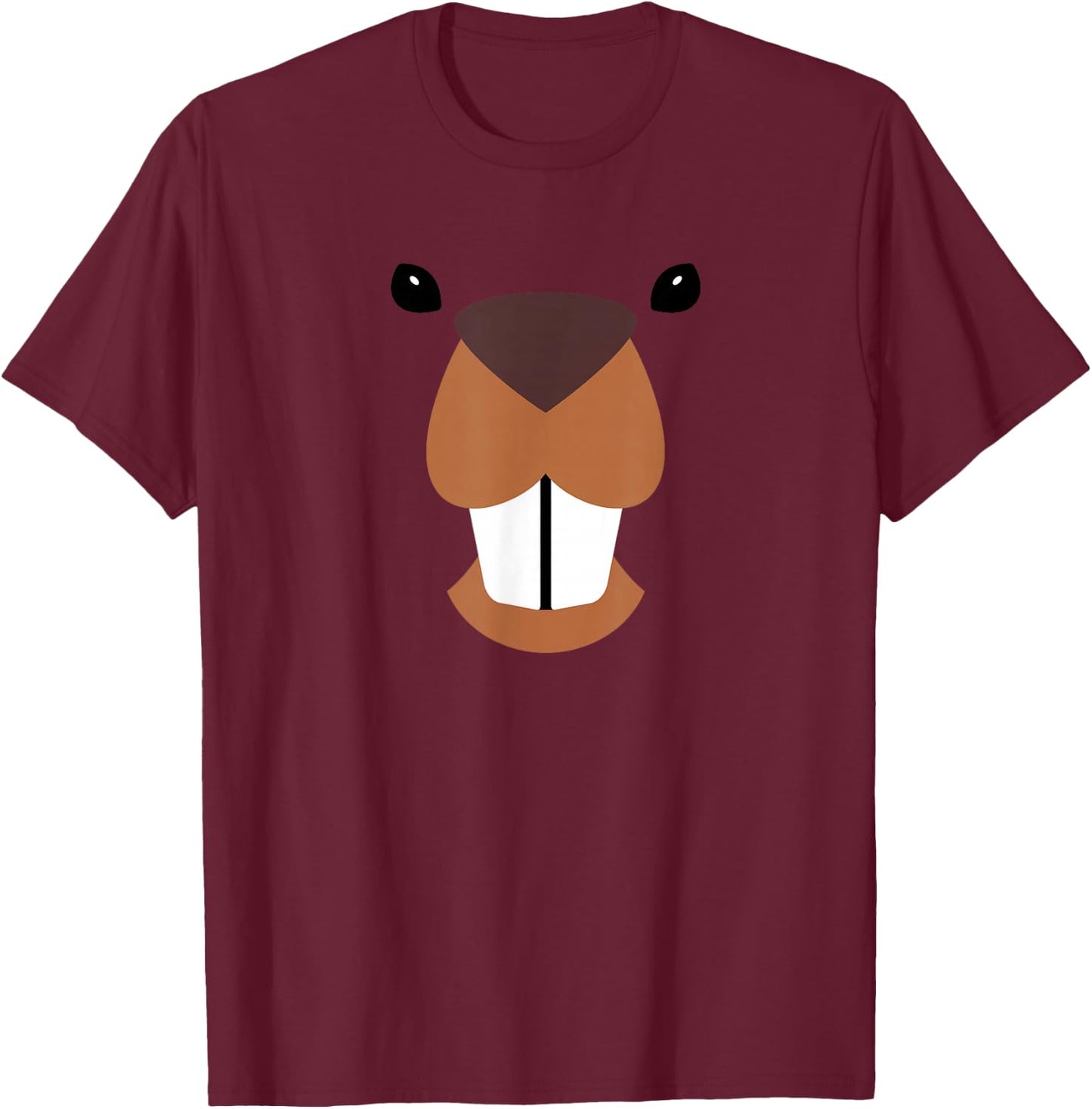 Beaver Face Halloween Costume Matching Kids Toddler Baby 5T T-Shirt - T-Shirt | Maroon