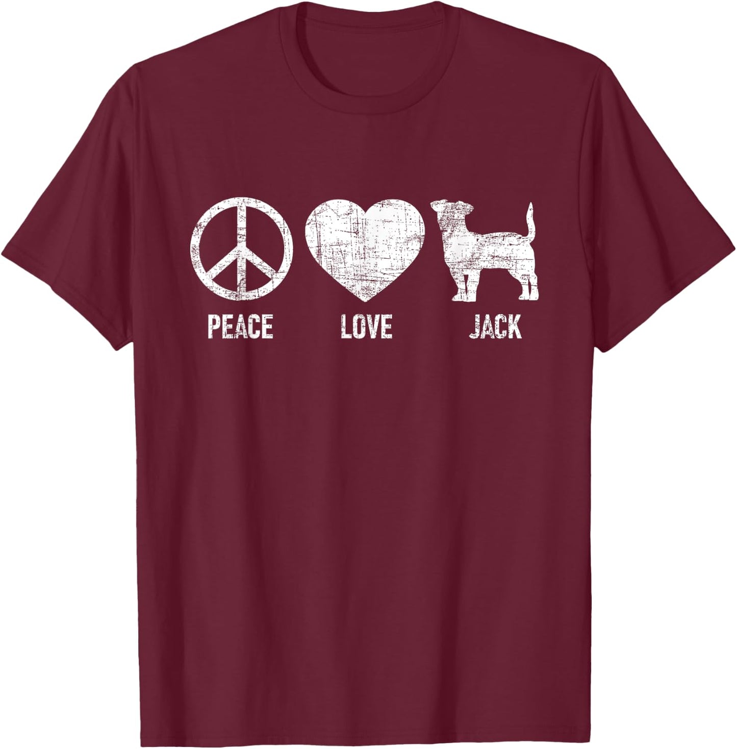Peace Love Jack - Dog Lover Animal Whisperer Puppy Men Women Girls Kids T-Shirt - T-Shirt | Maroon