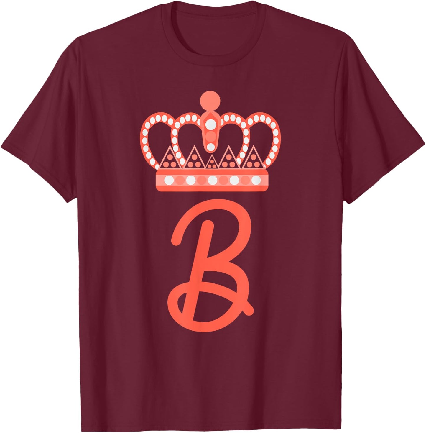 Queen B Bee Letter B Crown Alphabet Monogram Bride Bee Lover T-Shirt - T-Shirt | Maroon