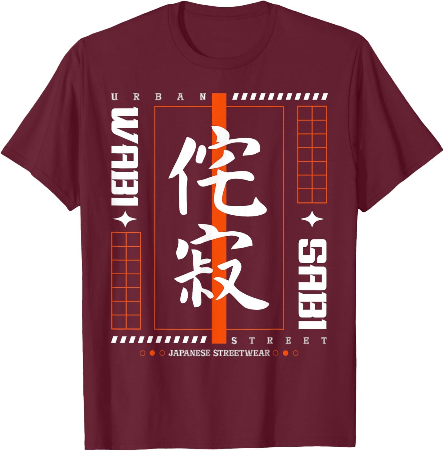 Japanese Mordern Vintage Graphical Art Traditional Men Women T-Shirt - T-Shirt | Maroon