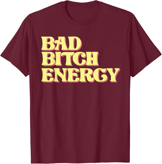 Bad Energy , Black, S T-Shirt - T-Shirt | Maroon