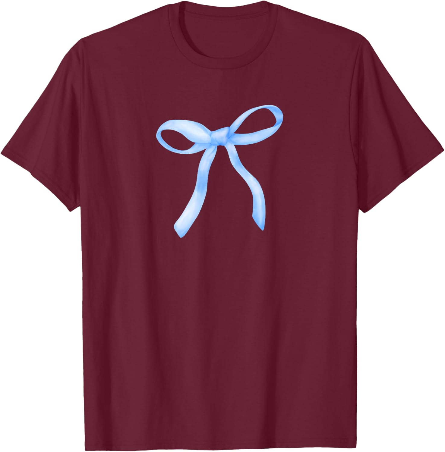 Cute Blue Bow For Girl Women T-Shirt - T-Shirt | Maroon