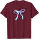 Cute Blue Bow For Girl Women T-Shirt - T-Shirt | Maroon