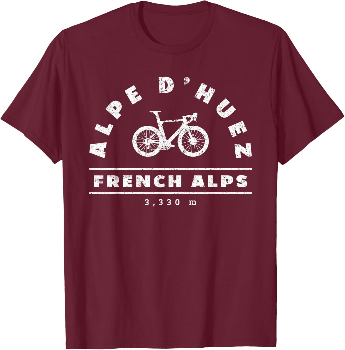Alpe d'Huez French Alps Cylists Bike Themed Cycling Bicycle T-Shirt - T-Shirt | Maroon
