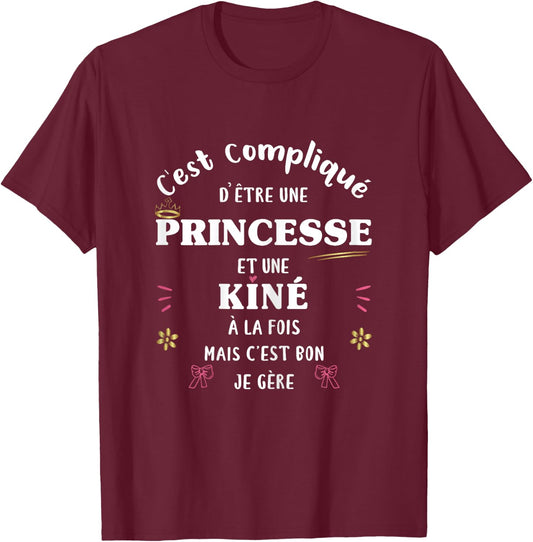 Kiné et Princesse at once – Humour Original Funny Women's , Black, Female X-Small T-Shirt - T-Shirt | Maroon