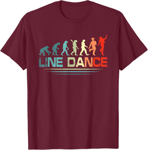 Line Dance Evolution Line Dancing Funny Line Dancer , black T-Shirt - T-Shirt | Maroon