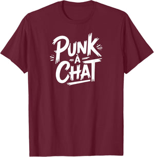 Punk Cat , Black, S T-Shirt - T-Shirt | Maroon