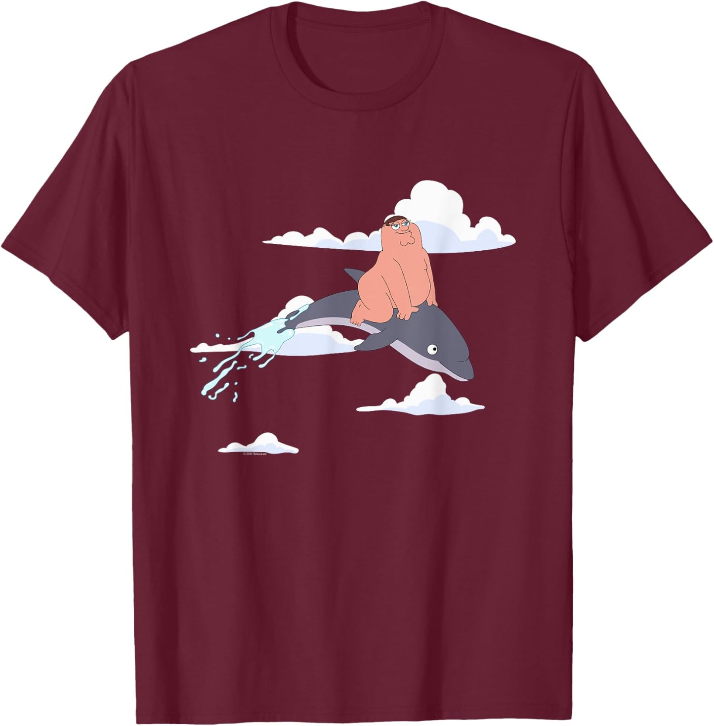 Family Guy Peter on a Dolphin , blue, s T-Shirt - T-Shirt | Maroon