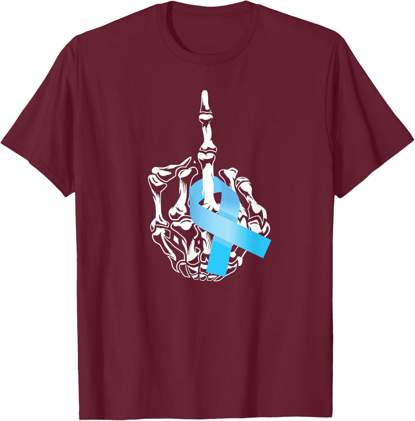 Fuck Prostate Cancer Middle Finger Prostate Cancer Awareness T-Shirt - T-Shirt | Maroon