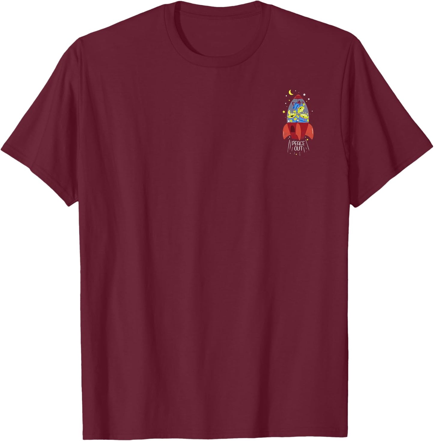 Disney Pixar Toy Story Pizza Planet Aliens Rocket Left Chest T-Shirt - T-Shirt | Maroon