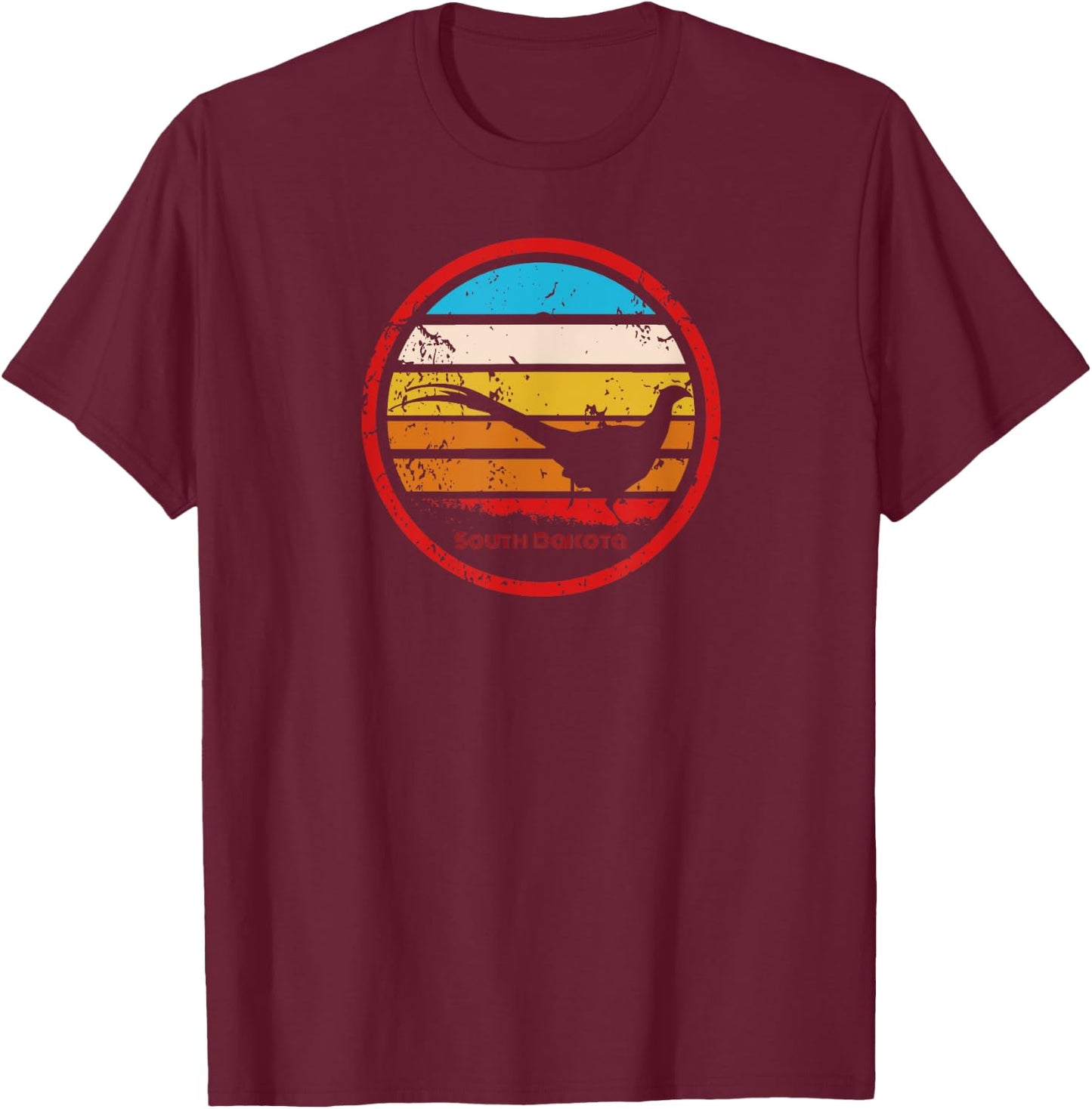 South Dakota Vintage Retro Pheasant Hunting Season T-Shirt - T-Shirt | Maroon