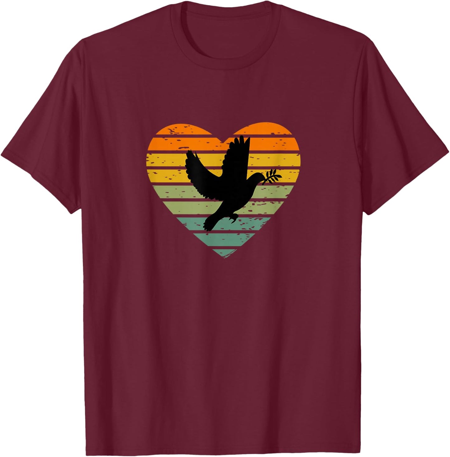with "I Love Peace Symbol Freedom World Peace Dove of Peace T-Shirt - T-Shirt | Maroon