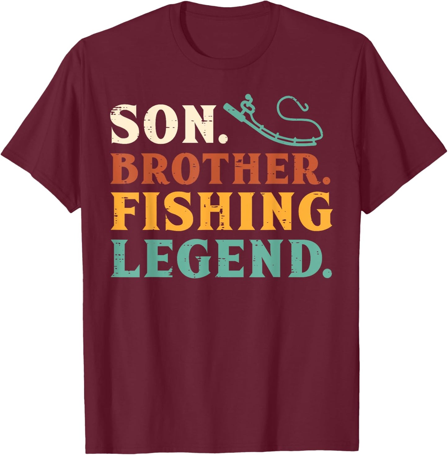 Son Brother Fishing Legend Family Fisherman Boys Kids Men T-Shirt - T-Shirt | Maroon
