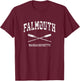 Falmouth Massachusetts Vintage Nautical Crossed Oars T-Shirt - T-Shirt | Maroon