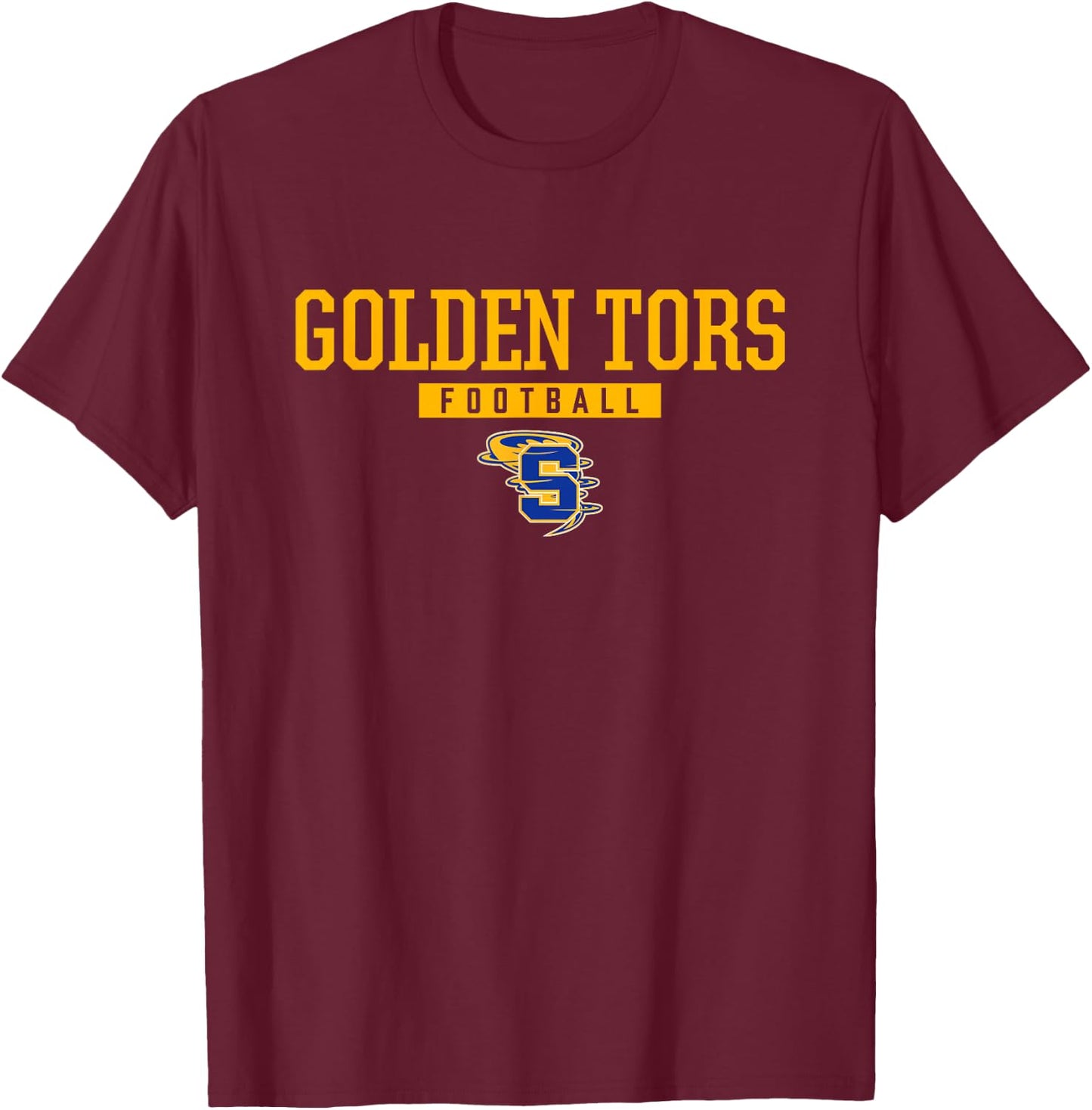 Sulphur Golden Tors Logo Football HS T-Shirt - T-Shirt | Maroon