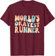 Groovy Retro Vintage Worlds Okayest Runner Running Lover T-Shirt - T-Shirt | Maroon