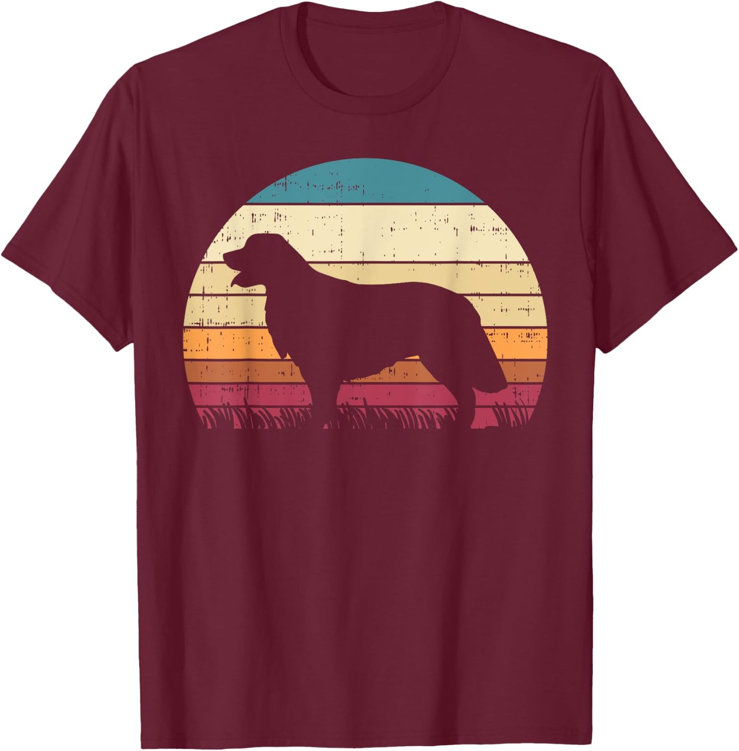 Golden Retriever Silhouette Sunset Retro Pet Dog Lover Gift Men Women Girls Kids T-Shirt - T-Shirt | Maroon