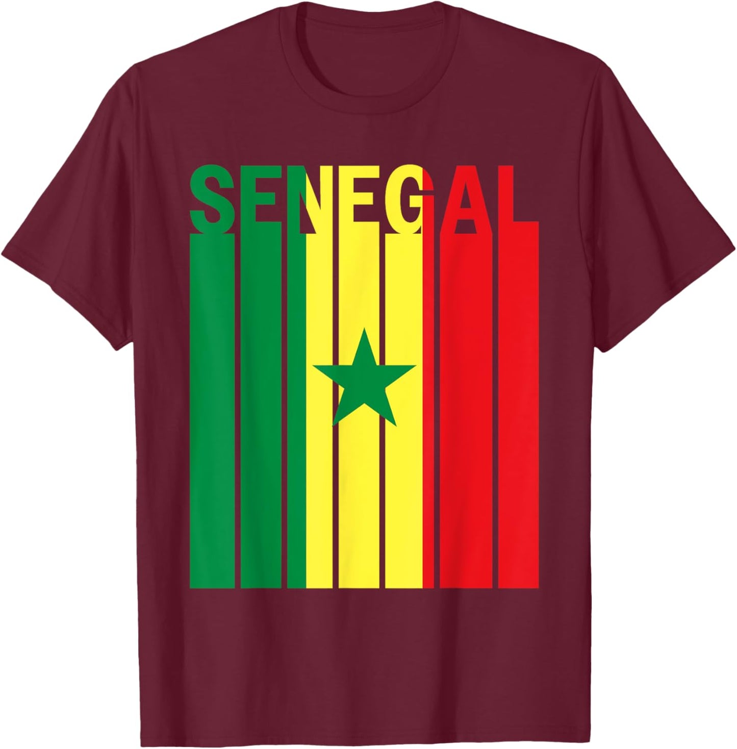 Senegal Flag T-Shirt - T-Shirt | Maroon