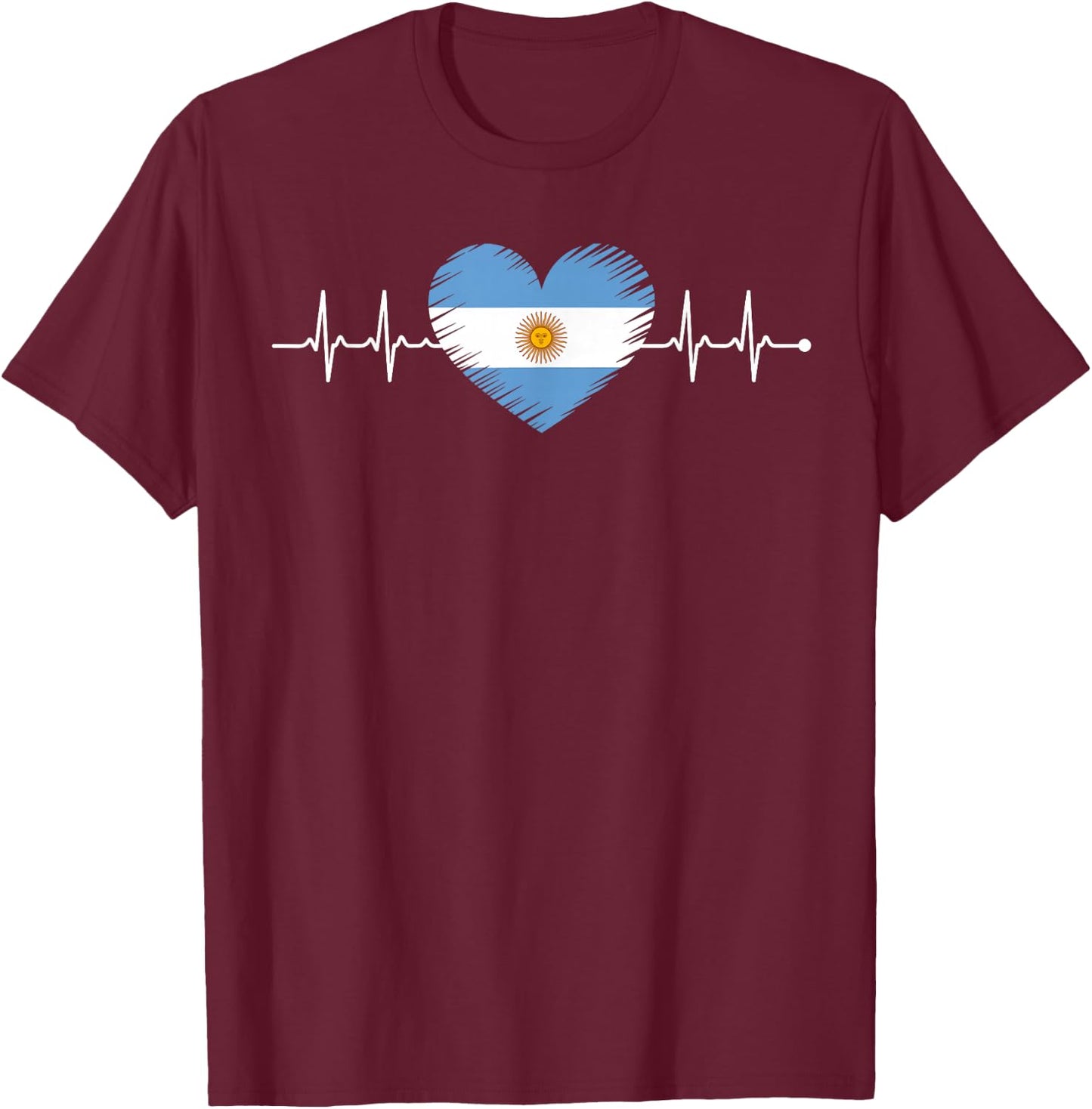 Heartbeat Argentine Argentina Root T-Shirt - T-Shirt | Maroon